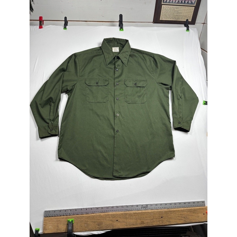 Vintage Big Mac JC Penney Work Shirt Olive Green Long Sleeve Medium VDR 7701